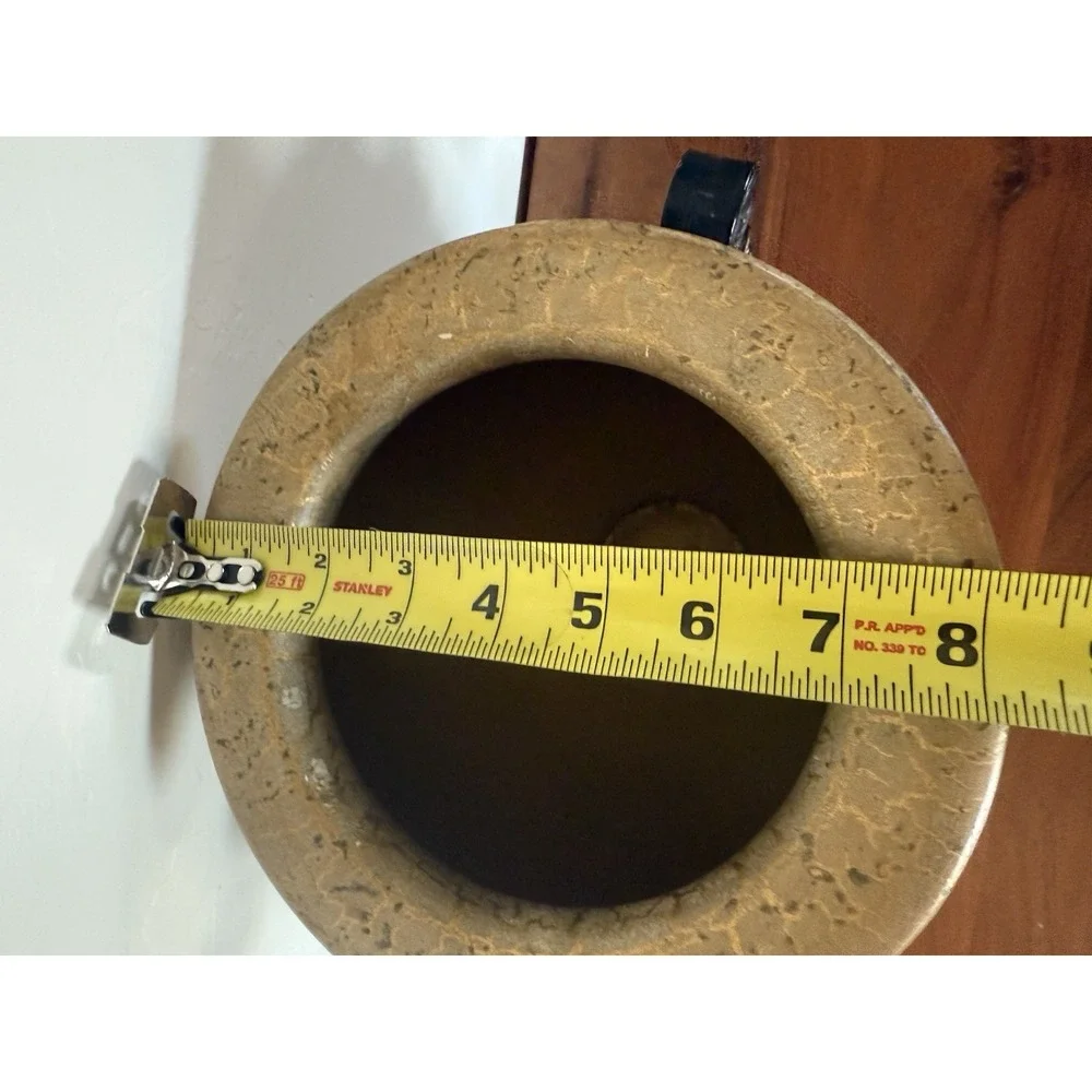 VTG Mid‎ Century Fine Crackle Glaze Vase in Metallic Gold Black Decor Handles